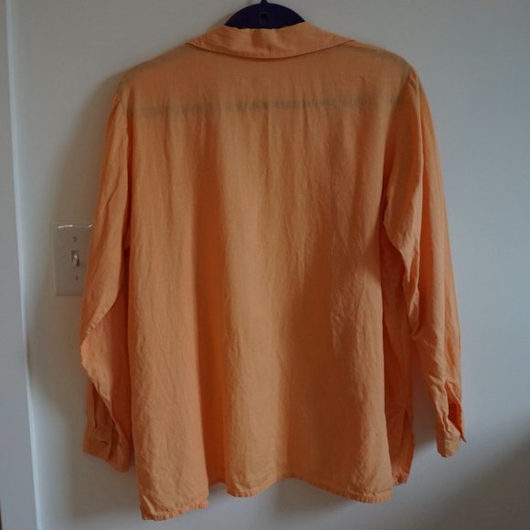 Eileen Fisher Linen Button-Up Shirt Orange Size S - Picture 3 of 11
